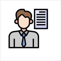 A man with a tie and a paper in front of him vector