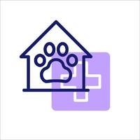 A dog house with a cross and a paw inside vector
