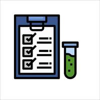 A clipboard with a test tube and a check mark vector