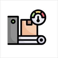 A flat icon of a machine with a box and a clock vector