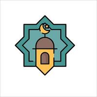 The mosque icon with a crescent and a star vector