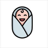 A cartoon baby wrapped in a blanket vector