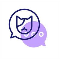 A cat is in a speech bubble with a cat face vector