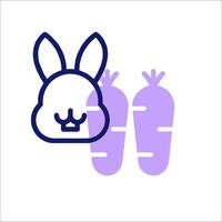 A purple bunny and carrots on a white background vector