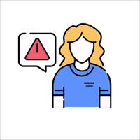 A woman with a red triangle and a speech bubble vector