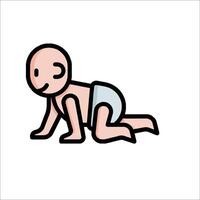 A cartoon baby crawling on the ground vector