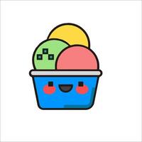 An ice cream bucket with three different flavors vector