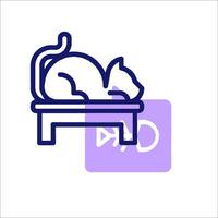 A cat sleeping on a bed with a icon vector