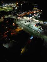 Aerial View of Illuminated Southampton Docks and Port City Centre During Dark Night. England United Kingdom. High Angle Drone's Camera Footage Captured from High Altitude on May 16th, 2024 photo
