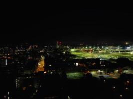 Aerial View of Illuminated Southampton Docks and Port City Centre During Dark Night. England United Kingdom. High Angle Drone's Camera Footage Captured from High Altitude on May 16th, 2024 photo