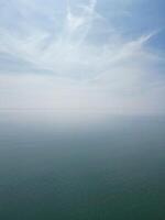 Most Beautiful Aerial View of British Beach and Ocean at Brighton and Hove City of England United Kingdom. High angle Most Wanted British Tourist Attraction Was Captured on May 9th, 2024 photo