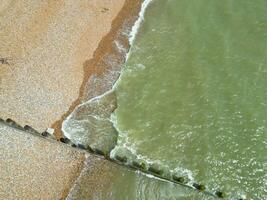 High Angle View of Most Beautiful British Tourist Attraction Sea Front and Ocean of Eastbourne Ocean City of England UK. Aerial Footage Was Captured with Drone's Camera on May 11th, 2024 photo