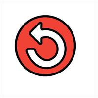 A red and white circular logo with an arrow pointing up vector