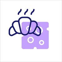 A purple icon of a croissant with cheese vector