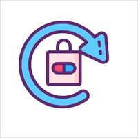 A blue and purple icon with a pill in it vector