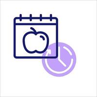 A calendar with an apple on it and a clock vector