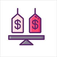 Two price tags on a scale with a dollar sign vector