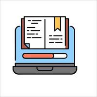 A laptop with a book on it and a book icon vector