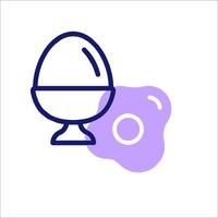 An egg and a purple egg in a bowl vector