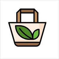 A bag with a leaf in it on a white background vector