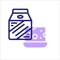 A milk carton and a bowl of cheese vector