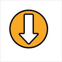 A yellow and black arrow pointing down in a circle vector