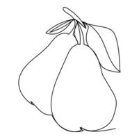 Pear fruits continuous one line drawing illustration. vector