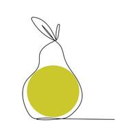 One line pear design. Hand drawn minimalism style illustration isolated on white background vector