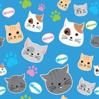 Seamless Pattern Cute Little Kitty vector