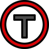 T Junction Line Icon vector