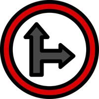 Go Straight Or Right Line Icon vector