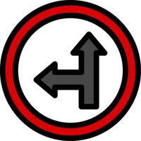 Go Straight Or Left Line Icon vector