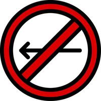 No Turn Left Line Icon vector