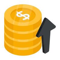 Trendy design icon of dollar value increase vector