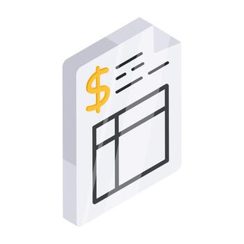 An icon design of bill isolated on white background vector