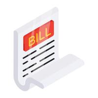 An icon design of bill isolated on white background vector