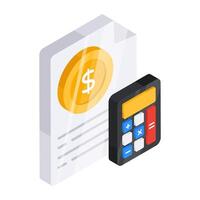 Cruncher with money, concept of financial calculator vector