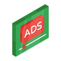Conceptual flat design icon of online ad vector