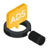 Creative design icon of search ad vector