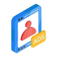 Unique design icon of mobile ad vector