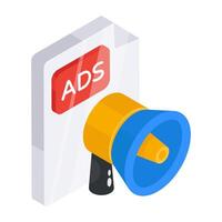 An icon design of ad announcement isolated on white background vector