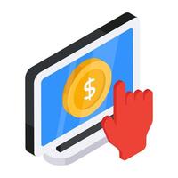 Conceptual flat design icon of pay per click vector