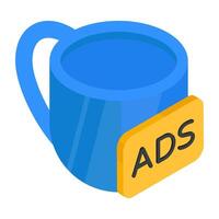 Editable design icon of cup ad vector