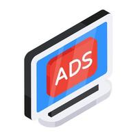 Conceptual flat design icon of online ad vector