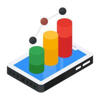 A premium download icon of mobile data analytics vector