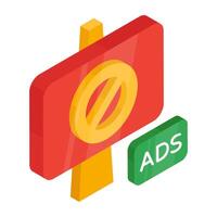 Conceptual flat design icon of stop ad vector