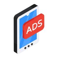 Unique design icon of mobile ad vector