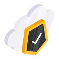 An icon design of secure cloud vector