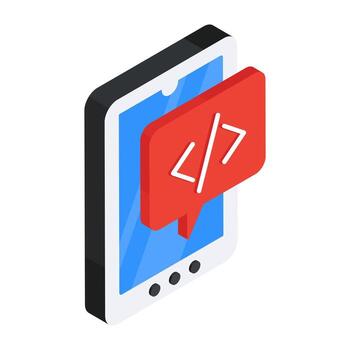 A beautiful design icon of mobile coding vector