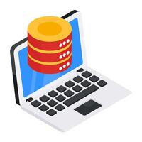 A trendy design icon of laptop database vector
